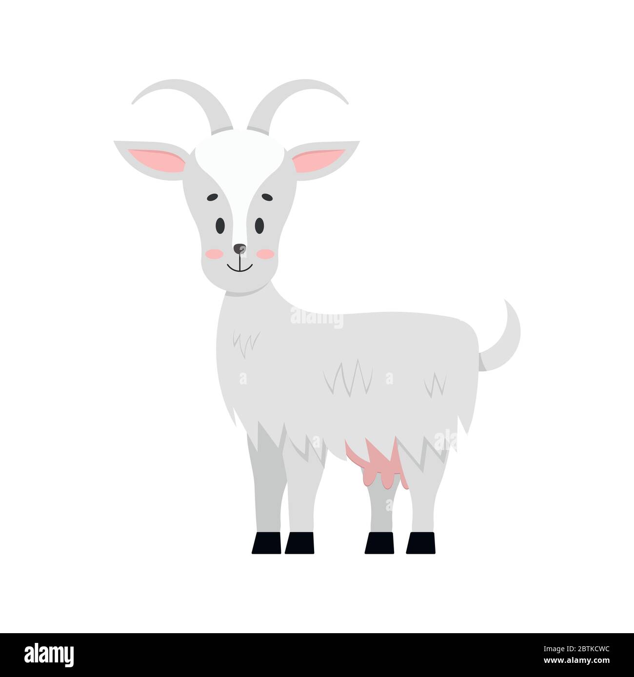 Niedliche Bauernhof Ziege Vektor-Symbol isoliert auf weißem Hintergrund. Stock Vektor