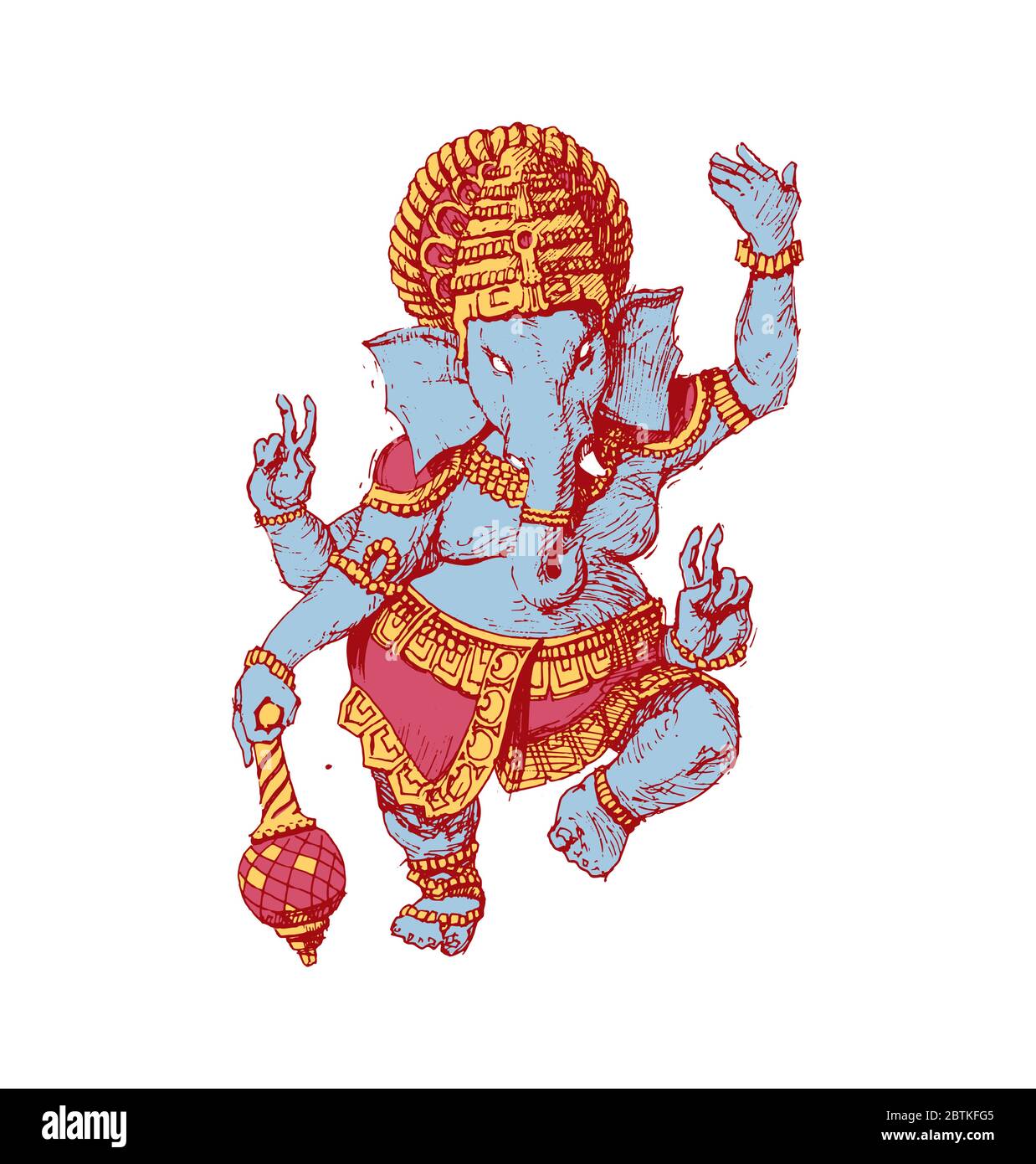 Zeichnung des gottes Ganesha helle Farbe Vektor Illustration. Indische Kultur. Stock Vektor