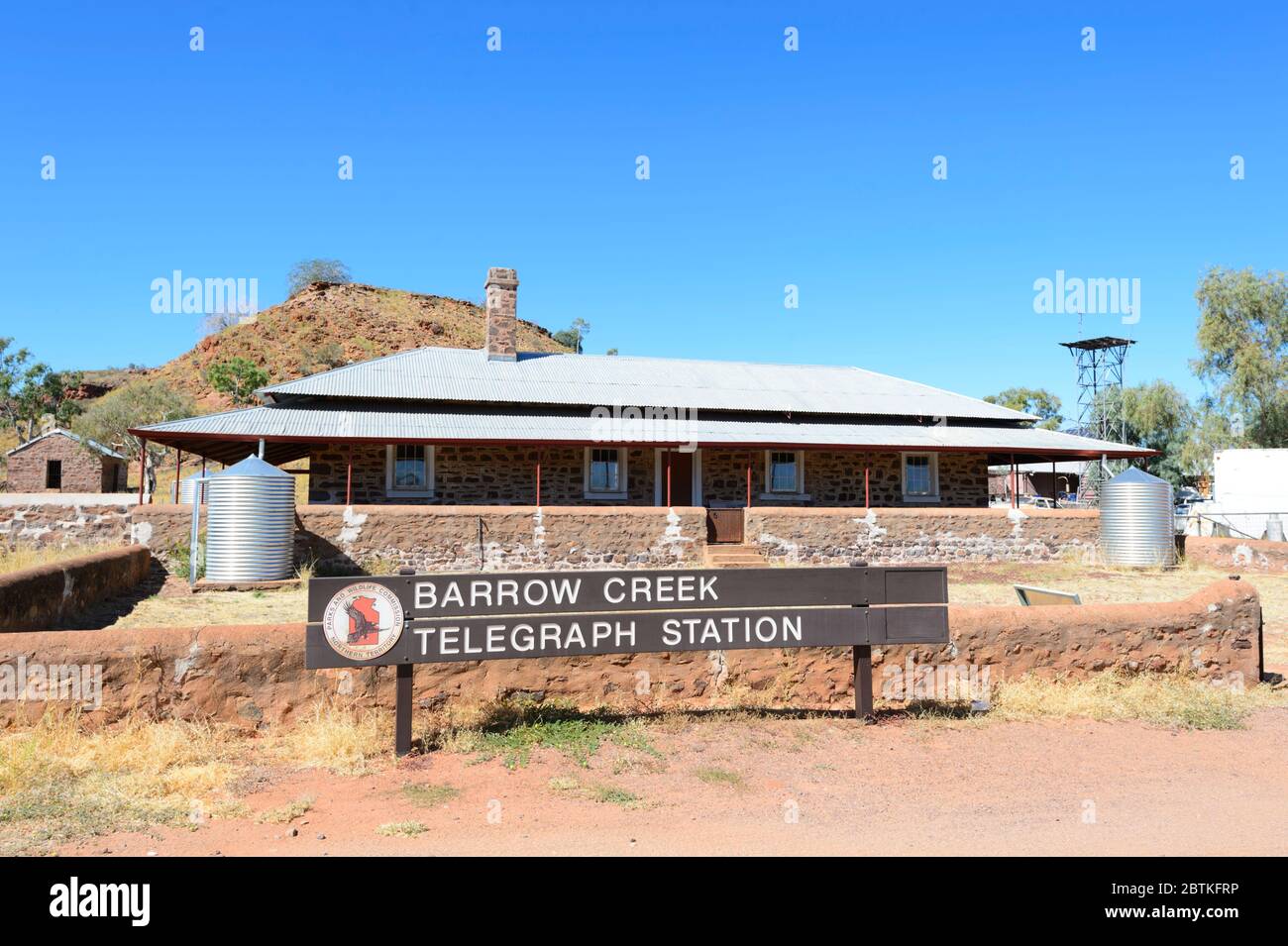 Historisches Gebäude der Barrow Creek Telegraph Station, Northern Territory, NT, Australien Stockfoto