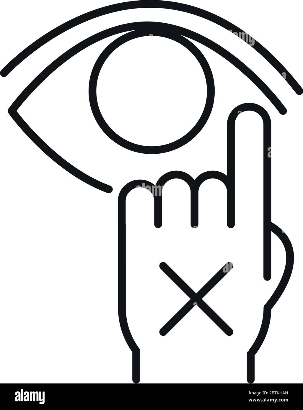 Berühren Sie nicht Ihre Augenlinie Stil Symbol Design der medizinischen Versorgung und covid 19 Virus Thema Vektor-Illustration Stock Vektor