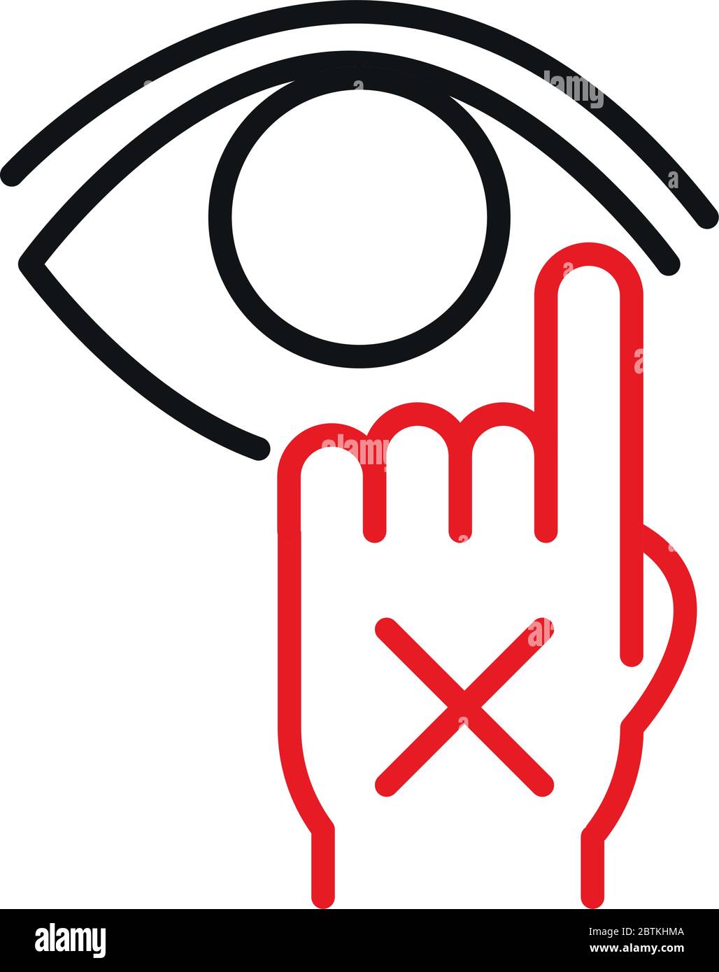 Berühren Sie nicht Ihre Augenlinie bicolor Stil Symbol Design der medizinischen Versorgung und covid 19 Virus Thema Vektor-Illustration Stock Vektor