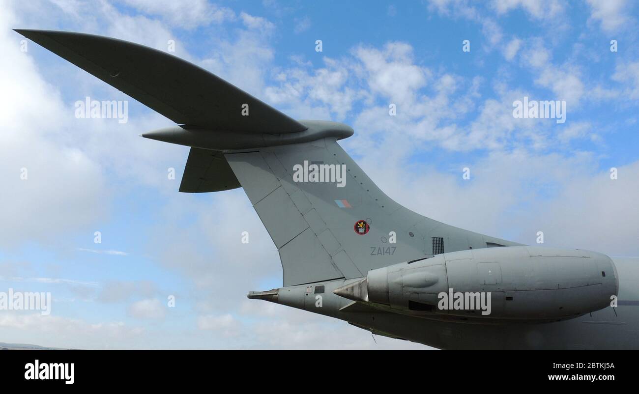 Das Ende der ZA150, ein Vickers VC10 K3, der von der Royal Air Force betrieben wird, bei RAF Leuchars im Jahr 2013. Stockfoto