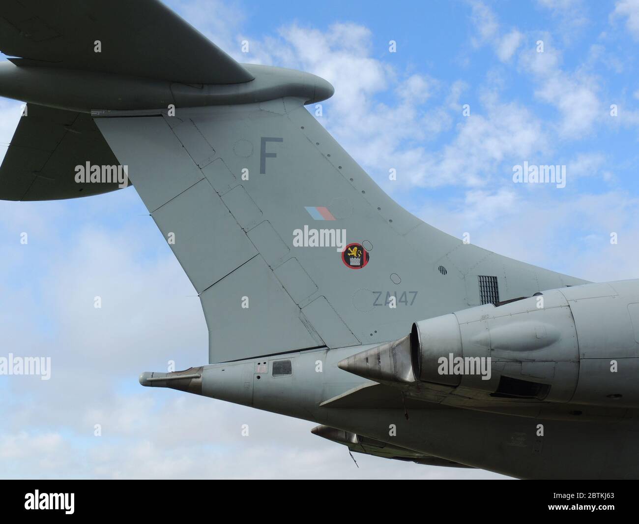 Das Ende der ZA150, ein Vickers VC10 K3, der von der Royal Air Force betrieben wird, bei RAF Leuchars im Jahr 2013. Stockfoto