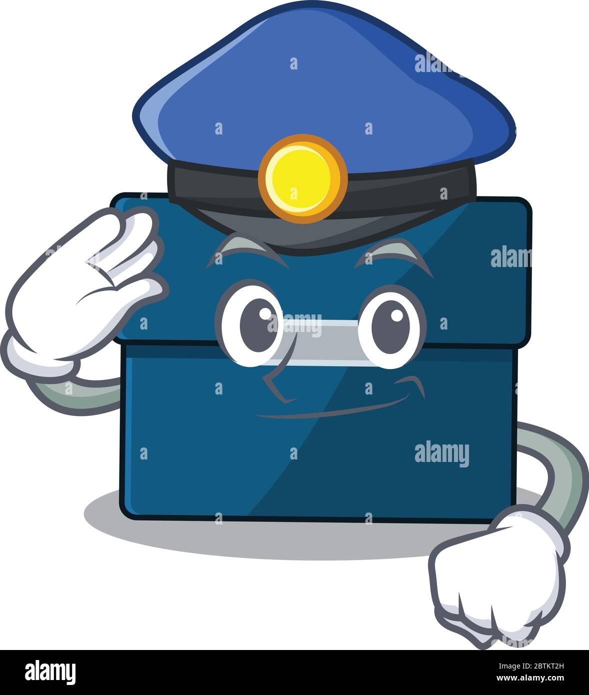 Polizeibeamter Cartoon Zeichnung von Business-Koffer trägt einen blauen Hut Stock Vektor