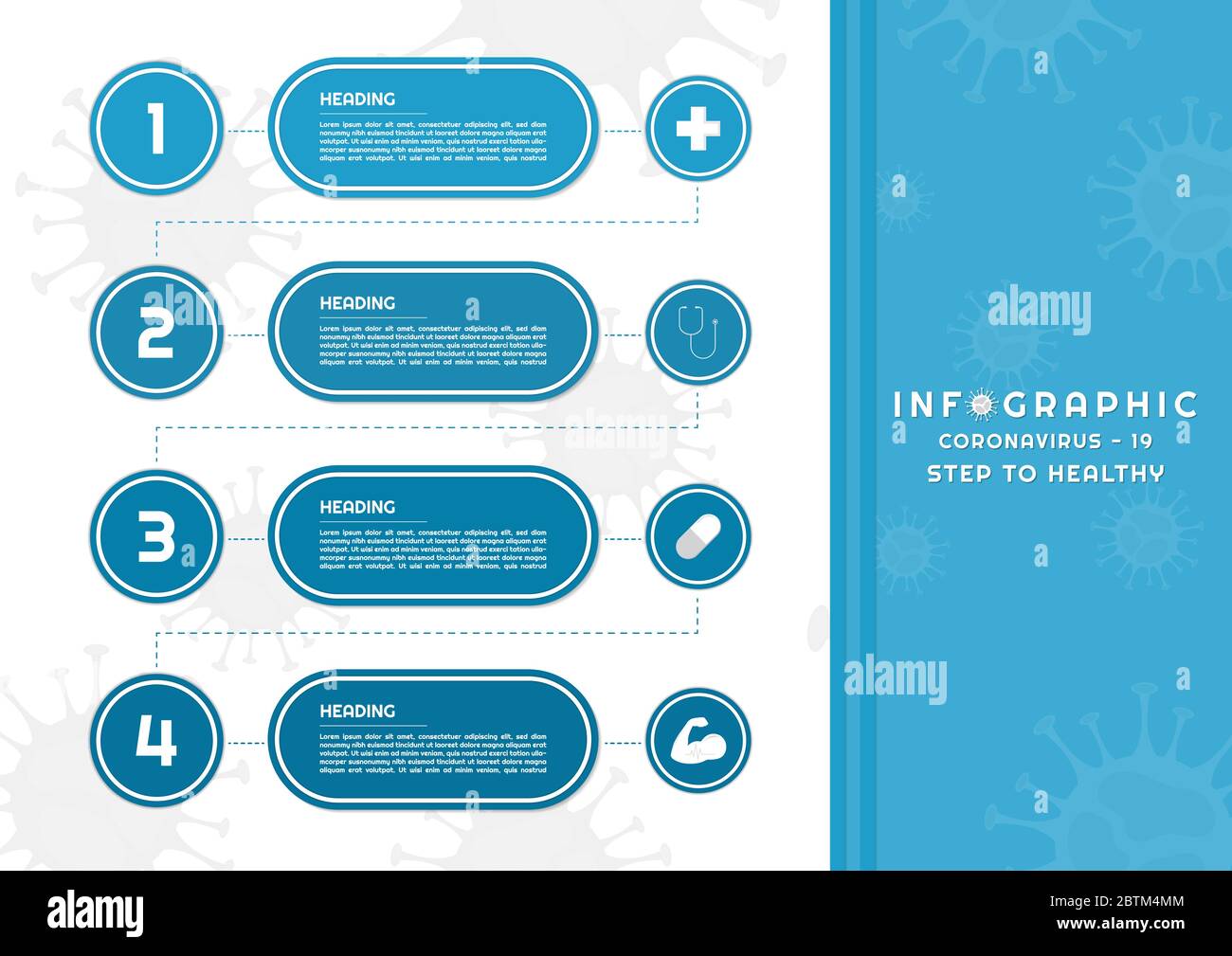 Infografik Zeitleiste medizinisches Design Kreis und Kapsel Form mit Raum covid-19. vektor-Illustration. Stock Vektor