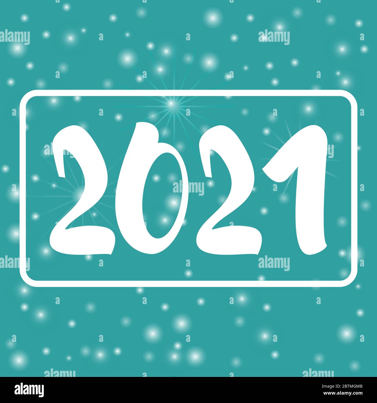 Urlaubskarte 2021. Neujahr 2021. Blauer Hintergrund mit Bokeh und Licht Stock Vektor