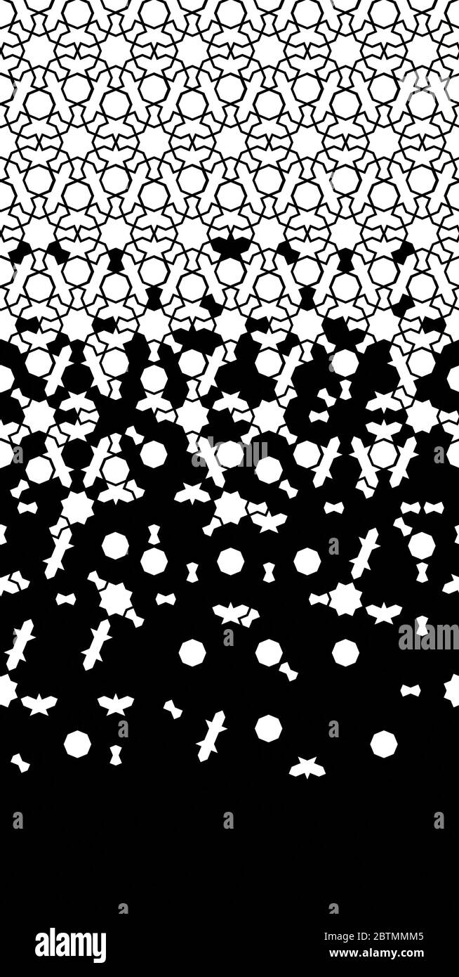 Schwarz-Weiß Vektor Arabeske Muster. Geometrisches Halbtonmuster mit arabesker Auflösung Stock Vektor