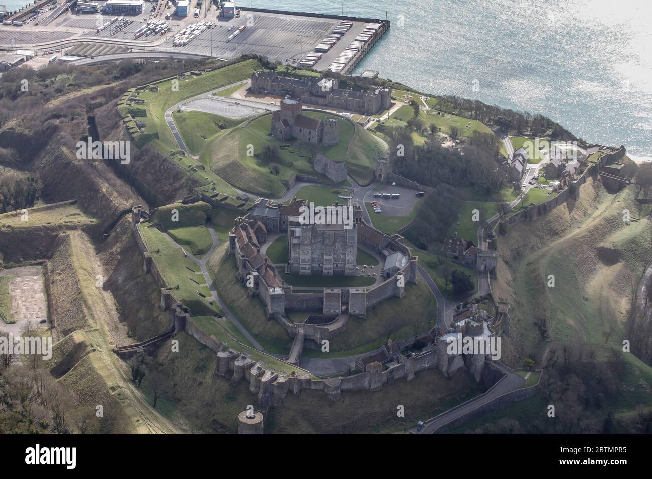 Luftaufnahme von Dover Castle in England Stockfoto
