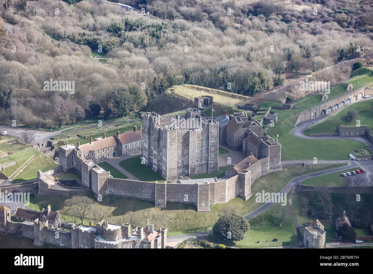 Luftaufnahme von Dover Castle in England Stockfoto