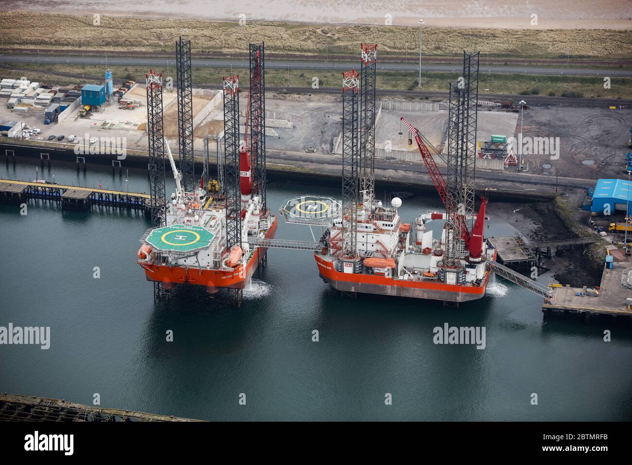 Luftaufnahme der Schiffe im Hafen von Blyth Stockfoto