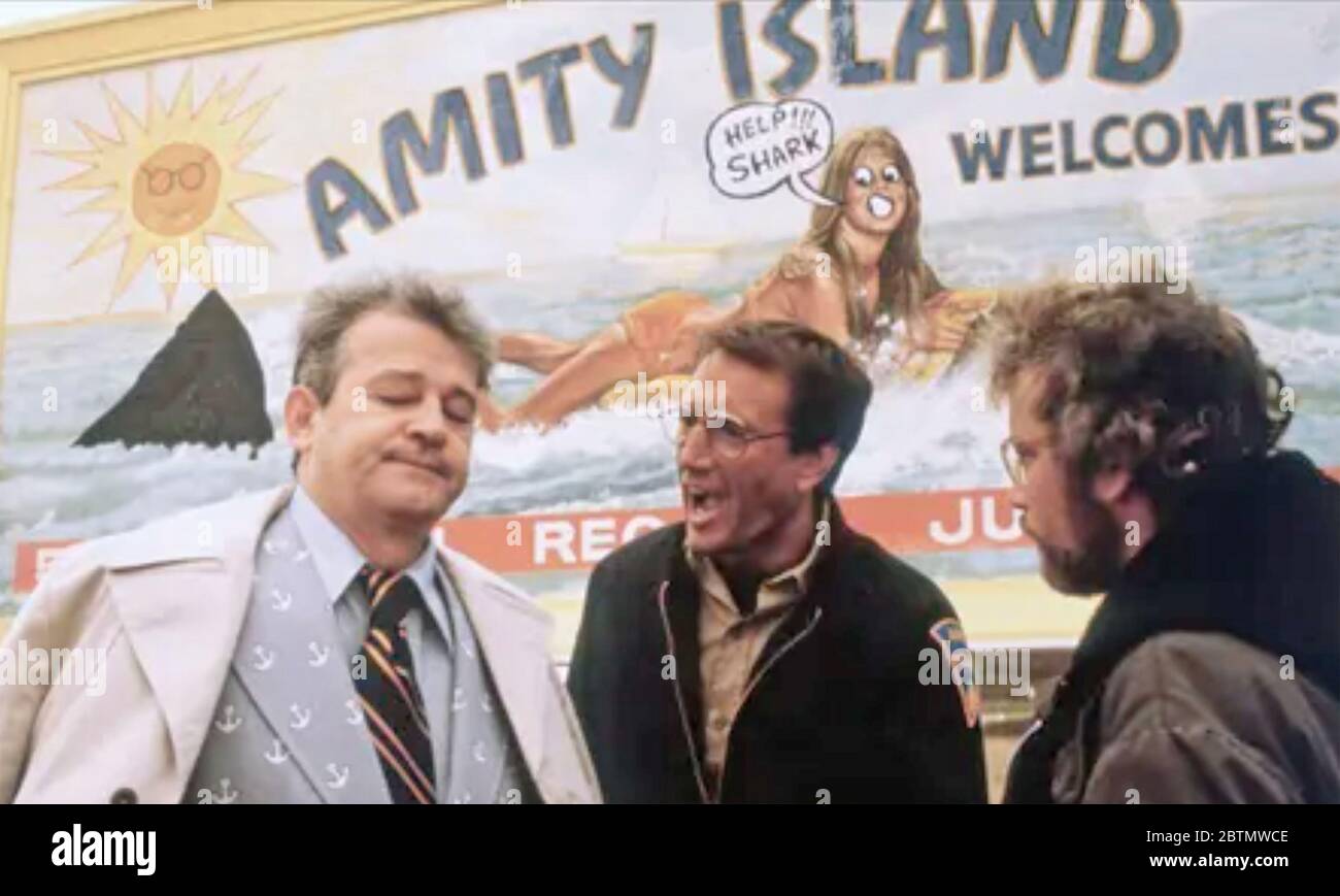 JAWS 1975 Universal Pictures Film mit von links: Murray Hamilton, Roy Schneider, Richard Dreyfuss Stockfoto