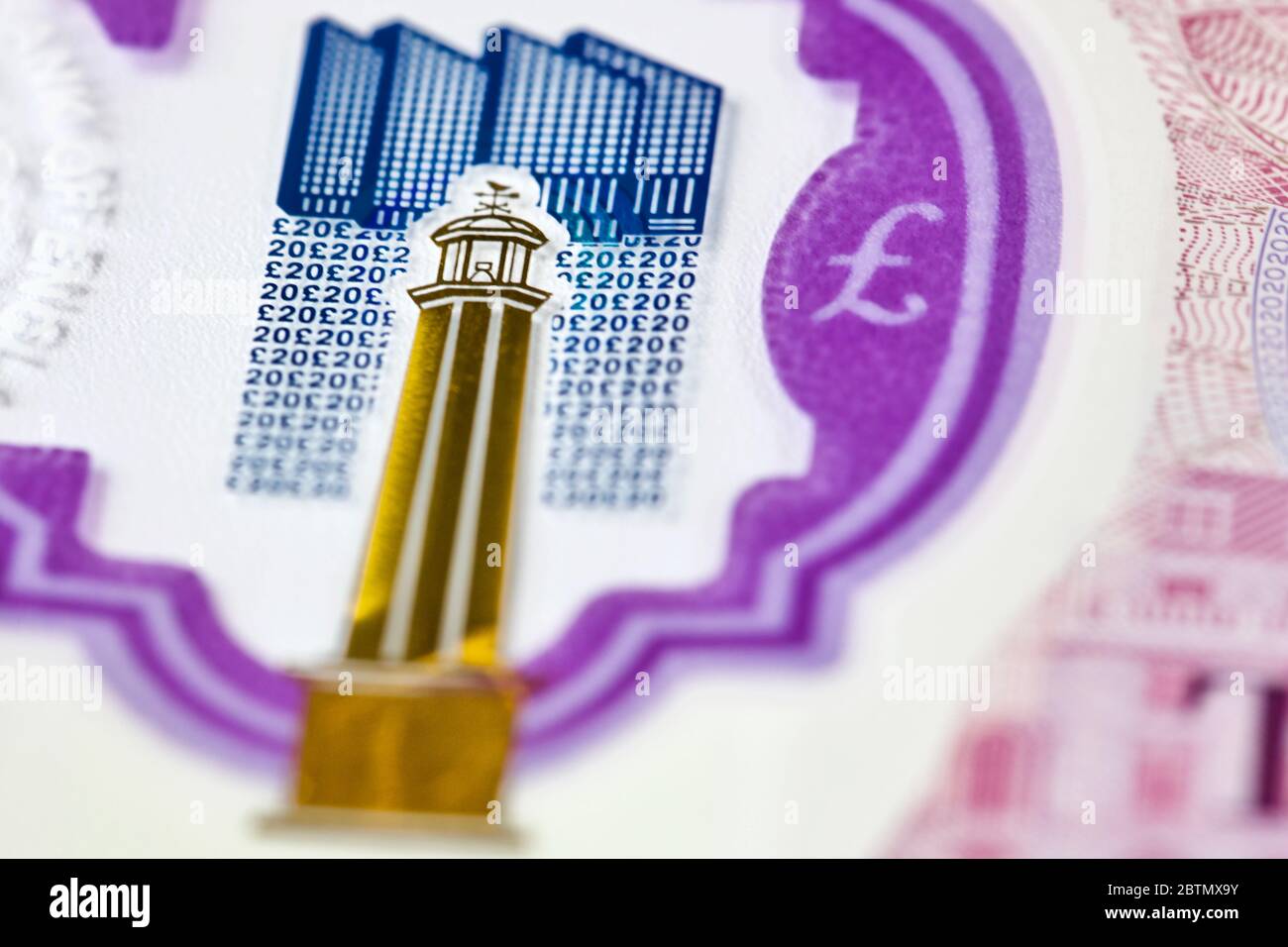 Margate Leuchtturm eines der Sicherheitsmerkmale auf der neuen Polymer £20 Banknote Stockfoto