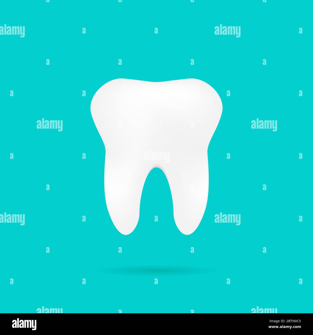 Zahn auf Türkisfarbenem Hintergrund mit Schatten, Vector Illustration Stock Vektor