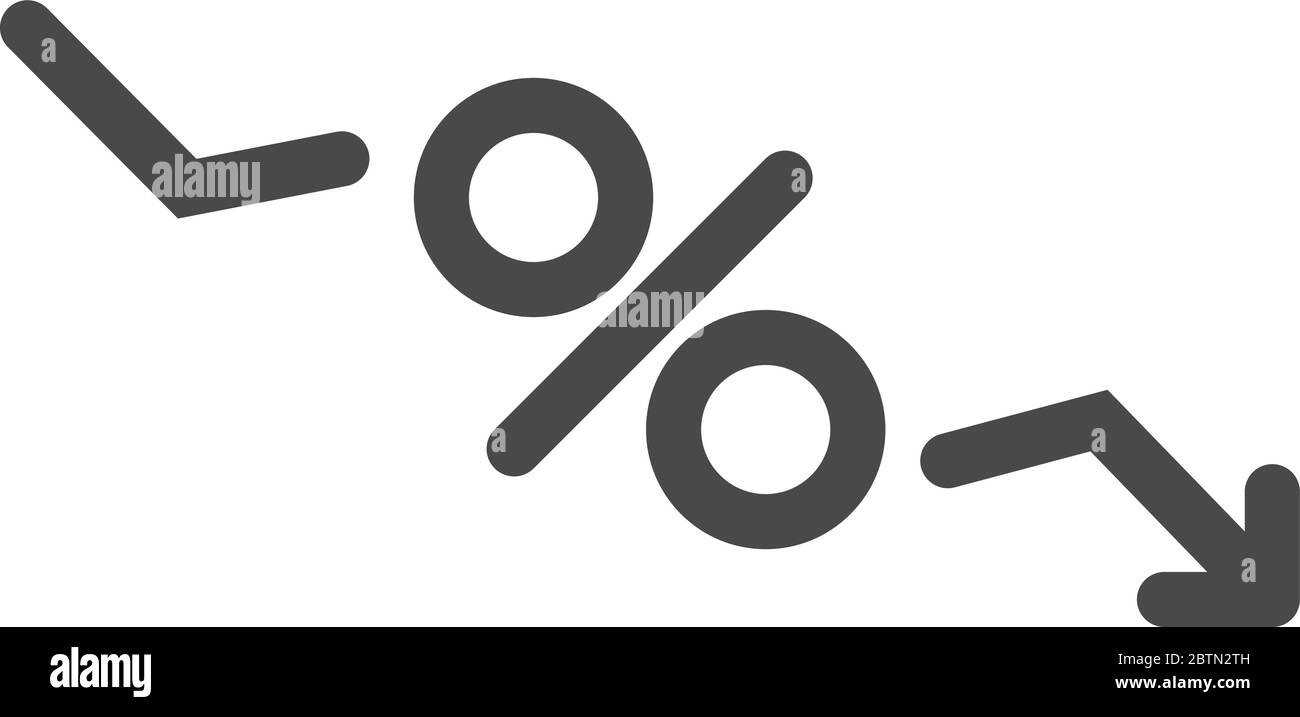 Niedrige Prozent Zinsen. Prozent das Symbol Nach unten in linearen Stil. Vector Illustration Stock Vektor