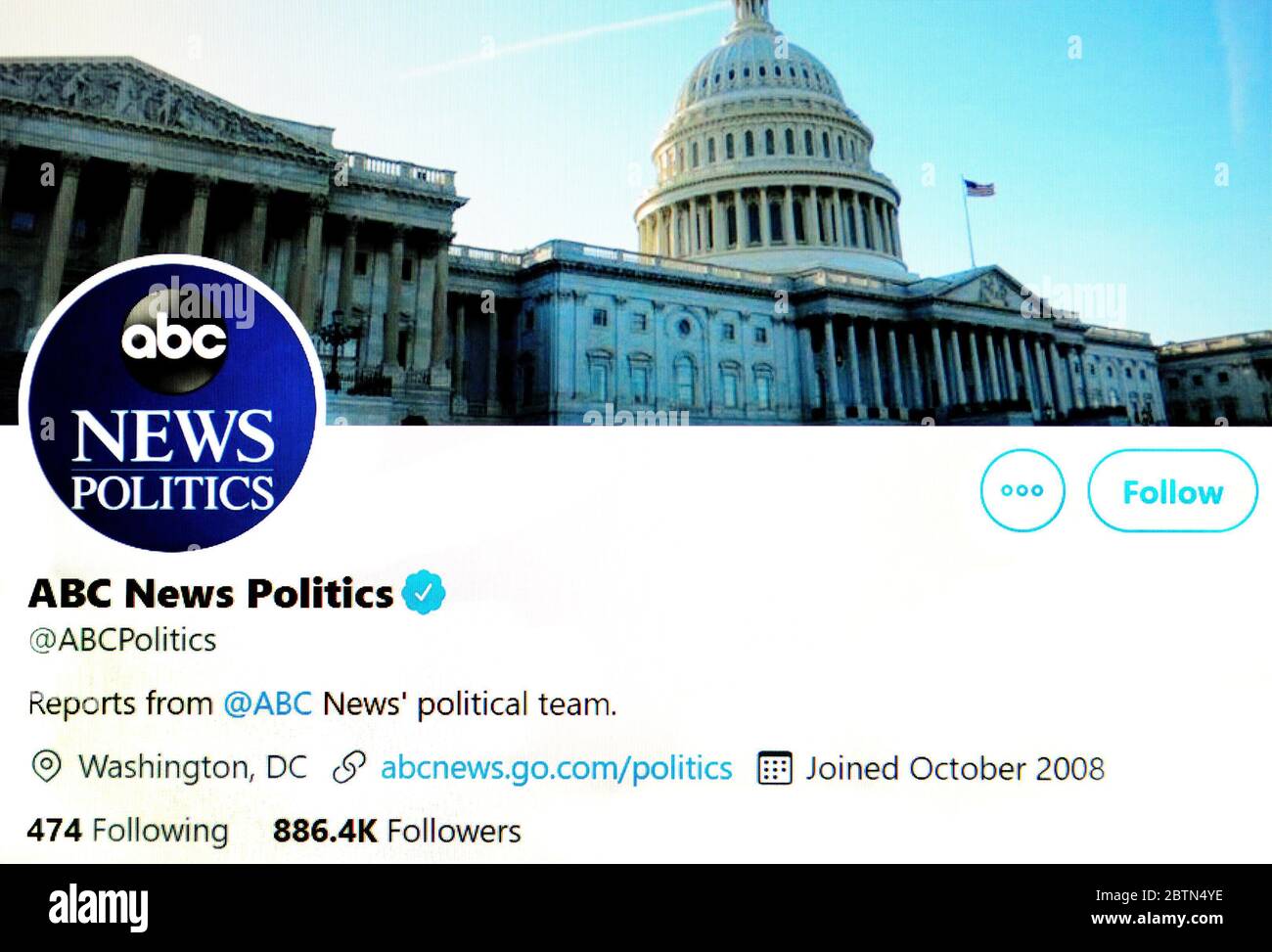 Twitter-Seite (Mai 2020) : ABC News Politik Stockfoto