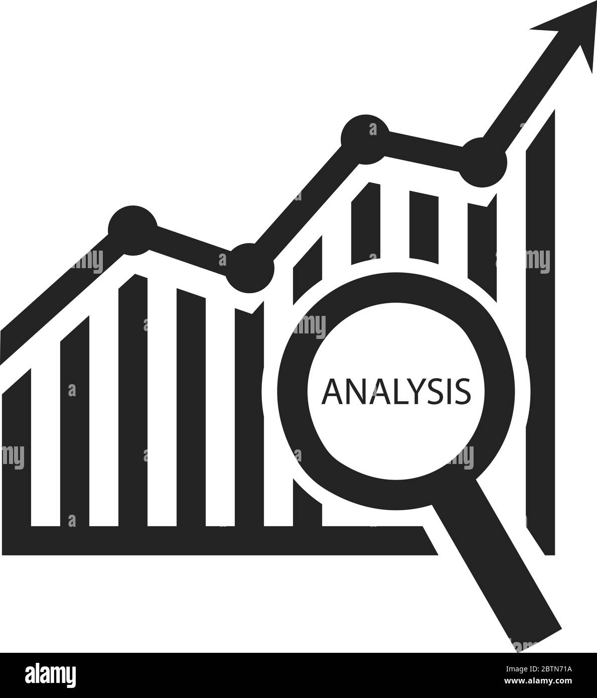 Analytics Symbol mit Lupe. Lupe graph Konzept. Analyse Symbol Flat ...