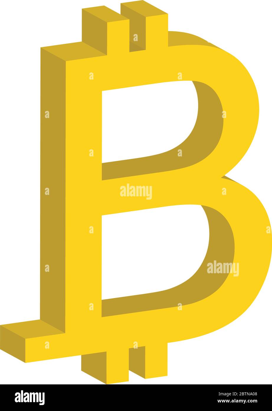 Bitcoin-Zeichen. Kryptowährungssymbol. Kryptowährungssymbol. Blockchain-basierte sichere Kryptowährung. Symbol für den isometrischen 3D-Vektor Stock Vektor