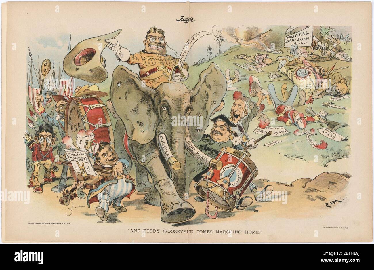 Theodore Roosevelt. 1898 wurden Theodore Roosevelts politische Ambitionen durch seine Teilnahme am Spanisch-Amerikanischen Krieg stark verstärkt. Stockfoto