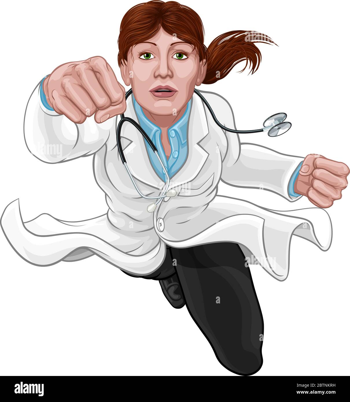 Doktor Frau Super Hero Medizinisches Konzept Stock Vektor