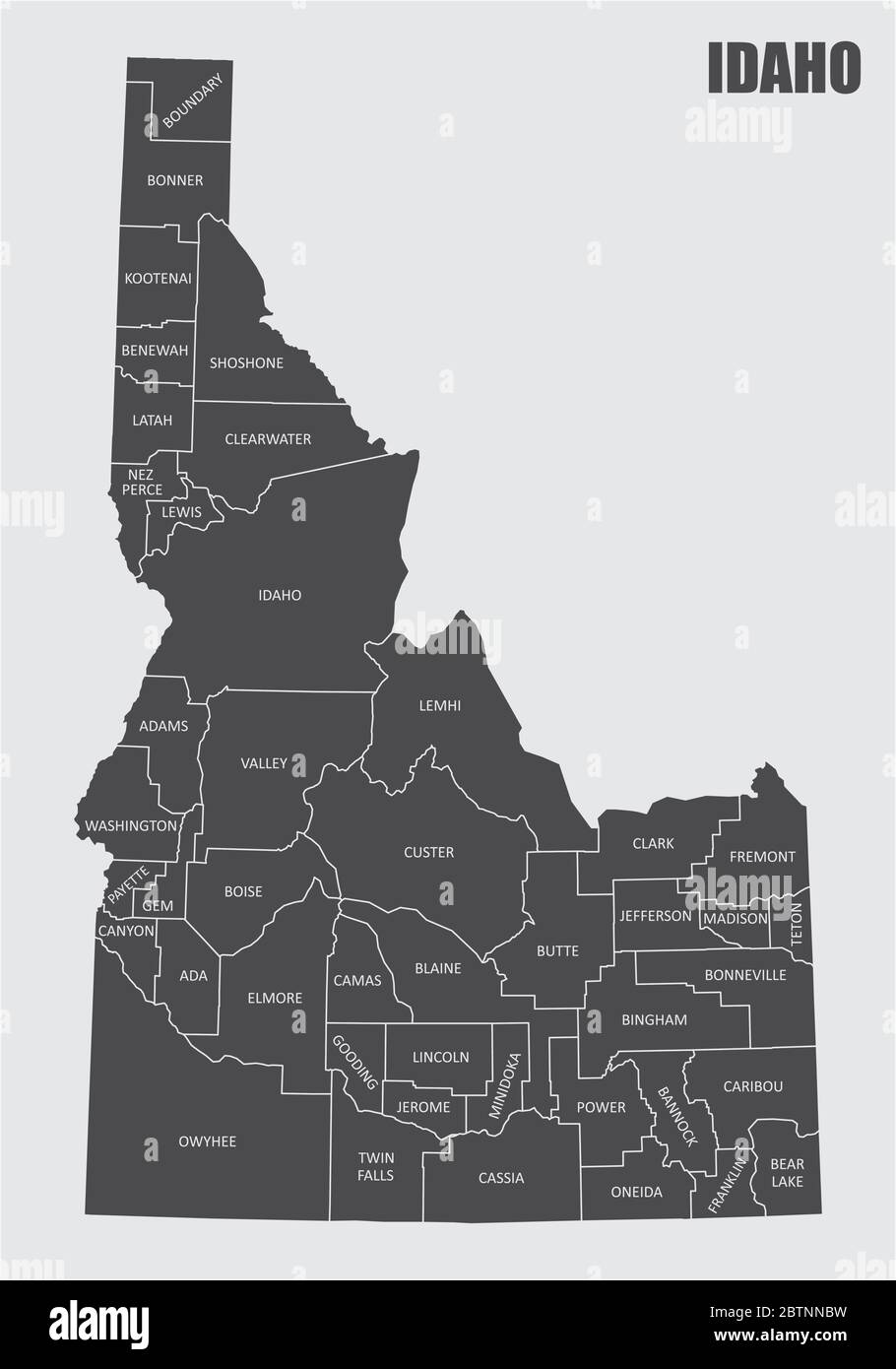 Karte der Idaho State Counties Stock Vektor