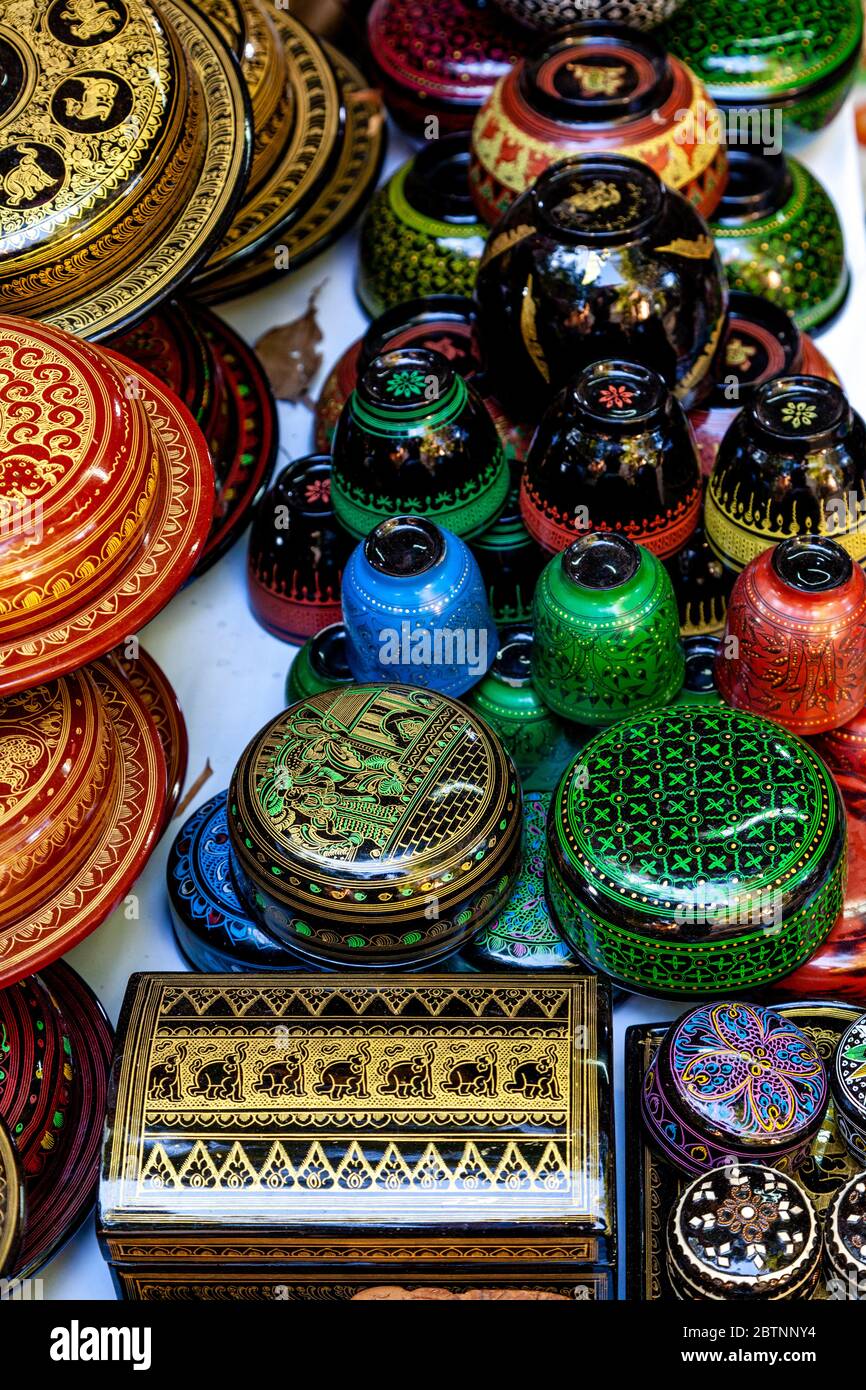 Souvenirs Für Verkauf, Bagan, Mandalay Region, Myanmar. Stockfoto