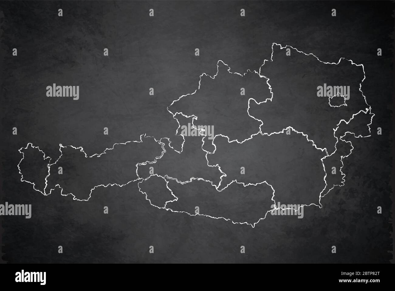 Österreich Karte Verwaltungsabteilung trennt Regionen und Namen einzelne Region, Design Karte Tafel Tafel leer Stockfoto