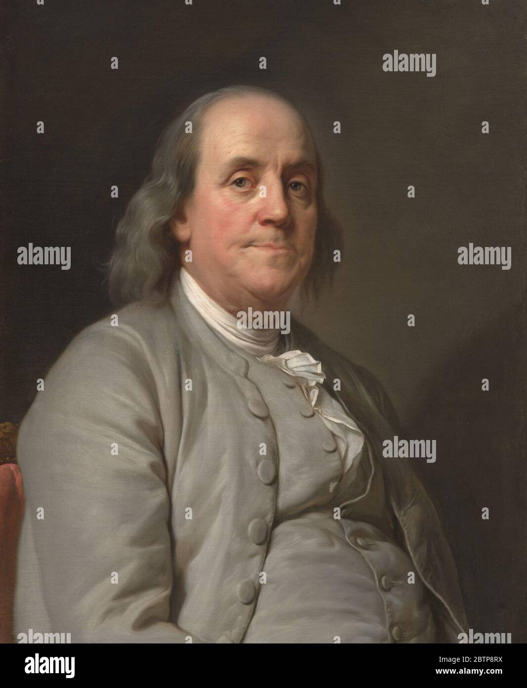 Benjamin Franklin. Geboren in Boston, Massachusetts Benjamin Franklin, damals der berühmteste Amerikaner der Welt, war für seine wissenschaftlichen Leistungen ebenso bekannt wie für seine politischen und diplomatischen Triumphe. Stockfoto