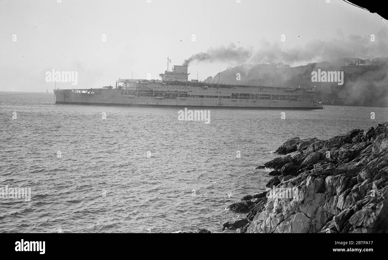 HMS Courageous in Plymouth. 27 Februar 1928 Stockfoto