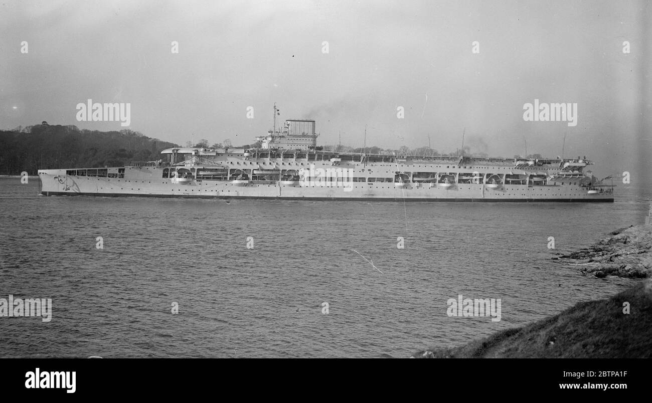 HMS Courageous in Plymouth. 27 Februar 1928 Stockfoto