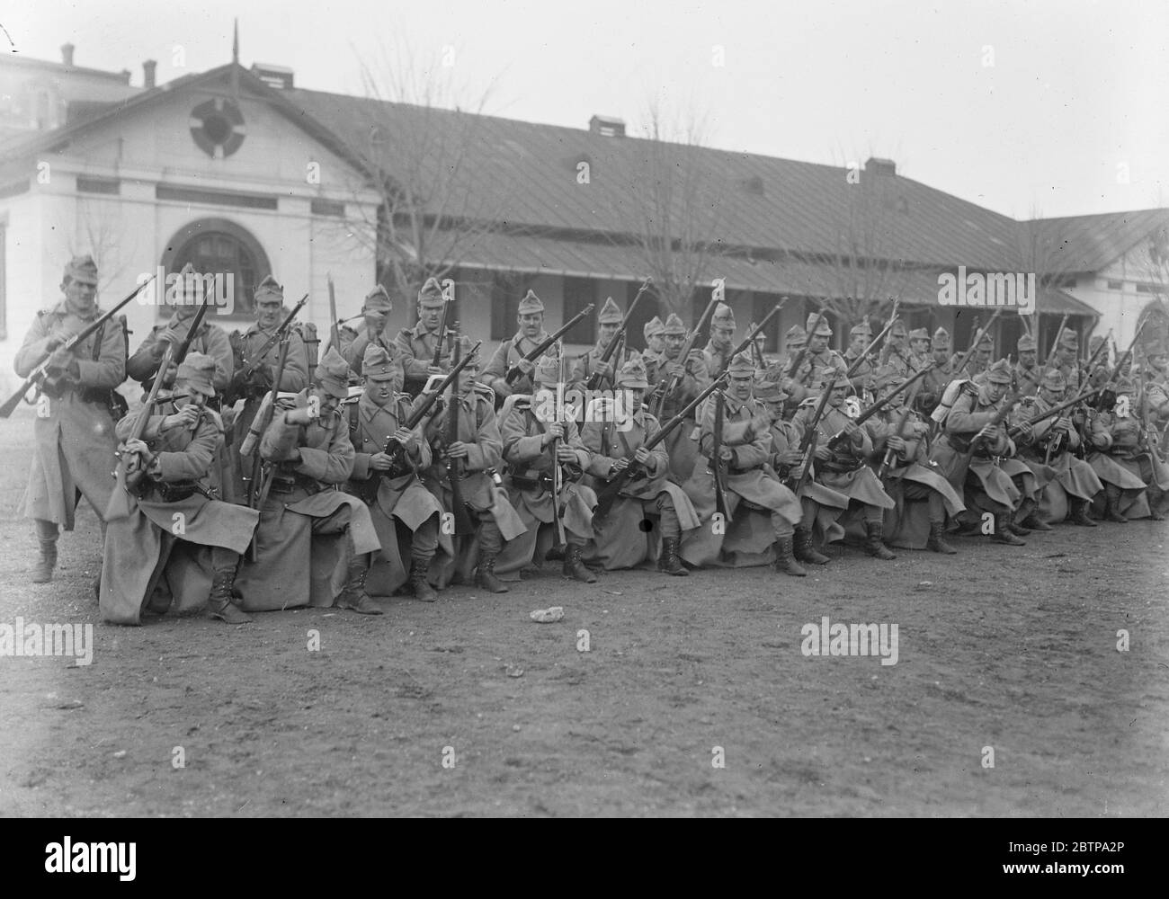 Rumänische Armee . Rumänische Infanterie Ausbildung in Bassack Hof . 1915 Stockfoto