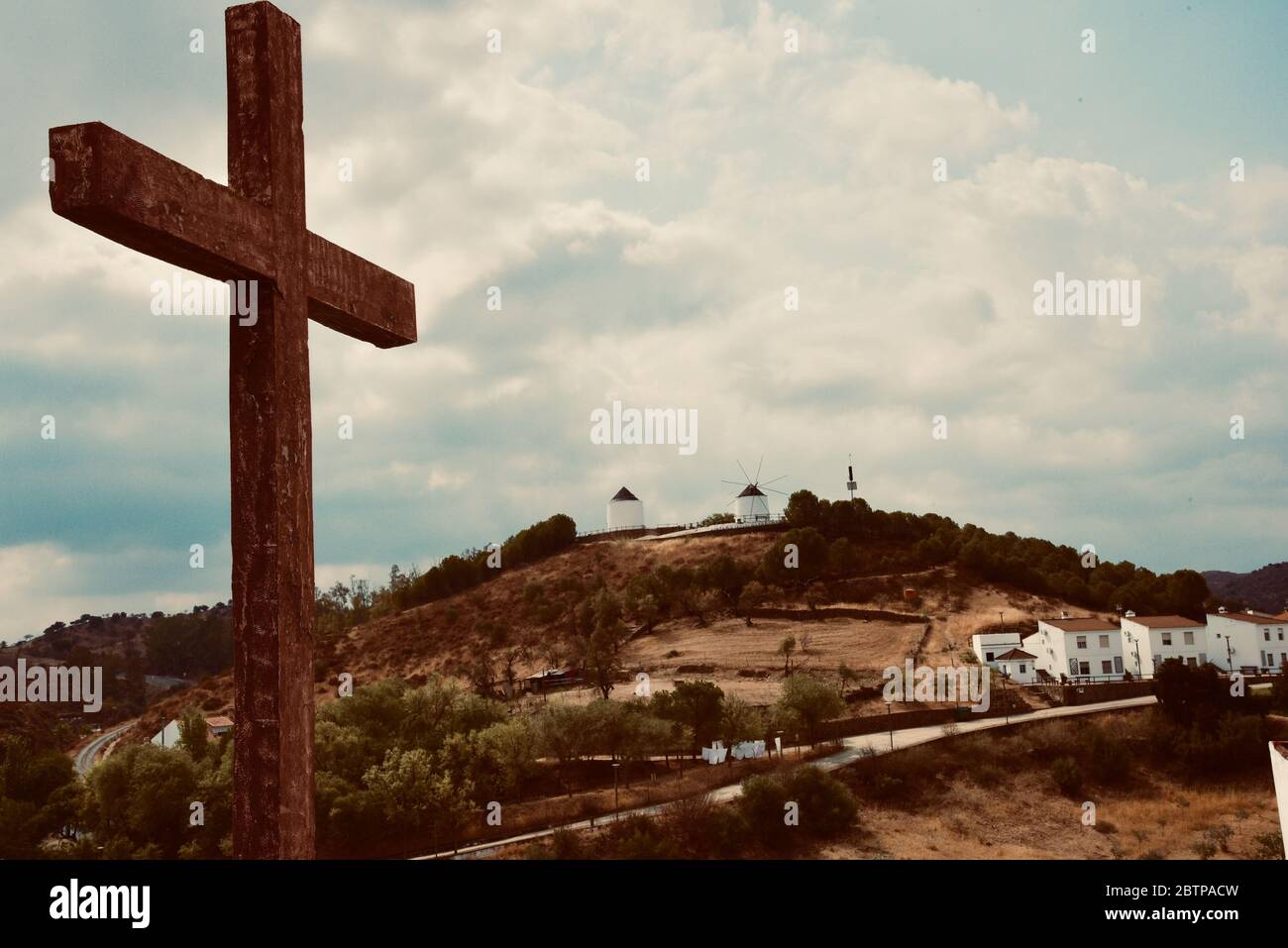Kreuz in San Lucar del Guadiana, Spanien Stockfoto