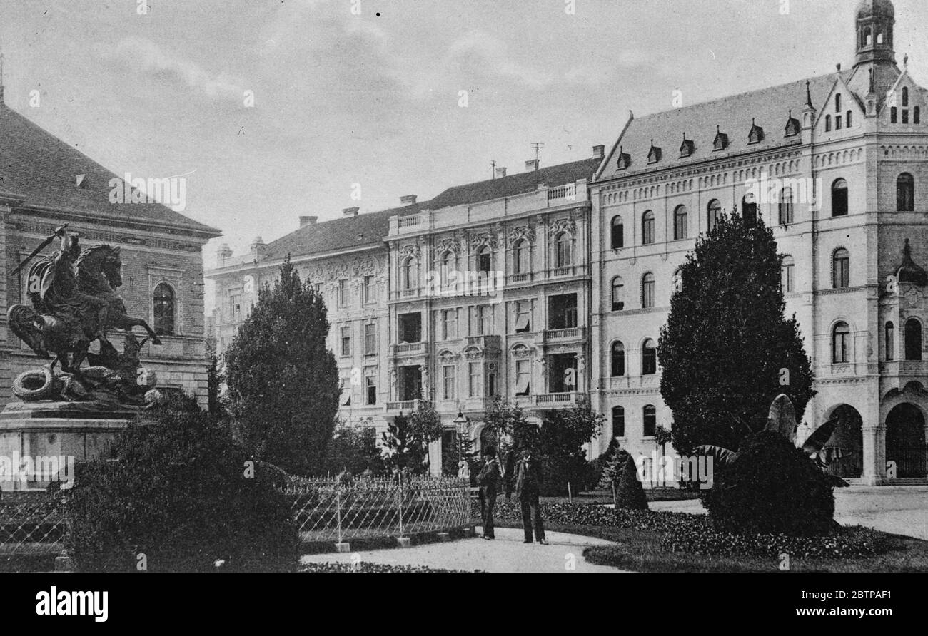 Jugoslawien. Zagreb Academy Square . Januar 1929 Stockfoto