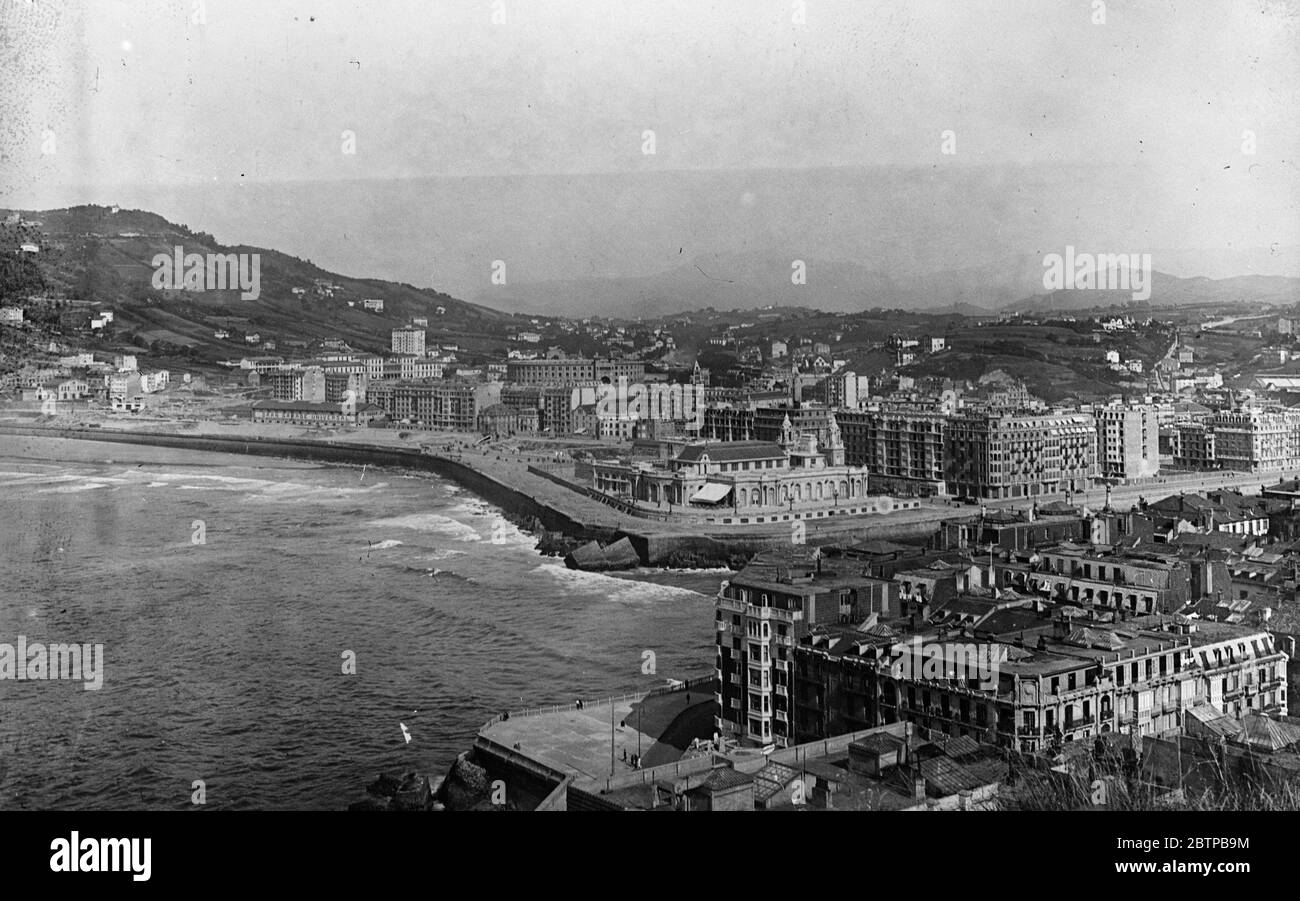 Kämpfe in San Sebastian . Allgemeine Ansicht von San Sebastian vom Monte Urgull. 16 Dezember 1930 Stockfoto