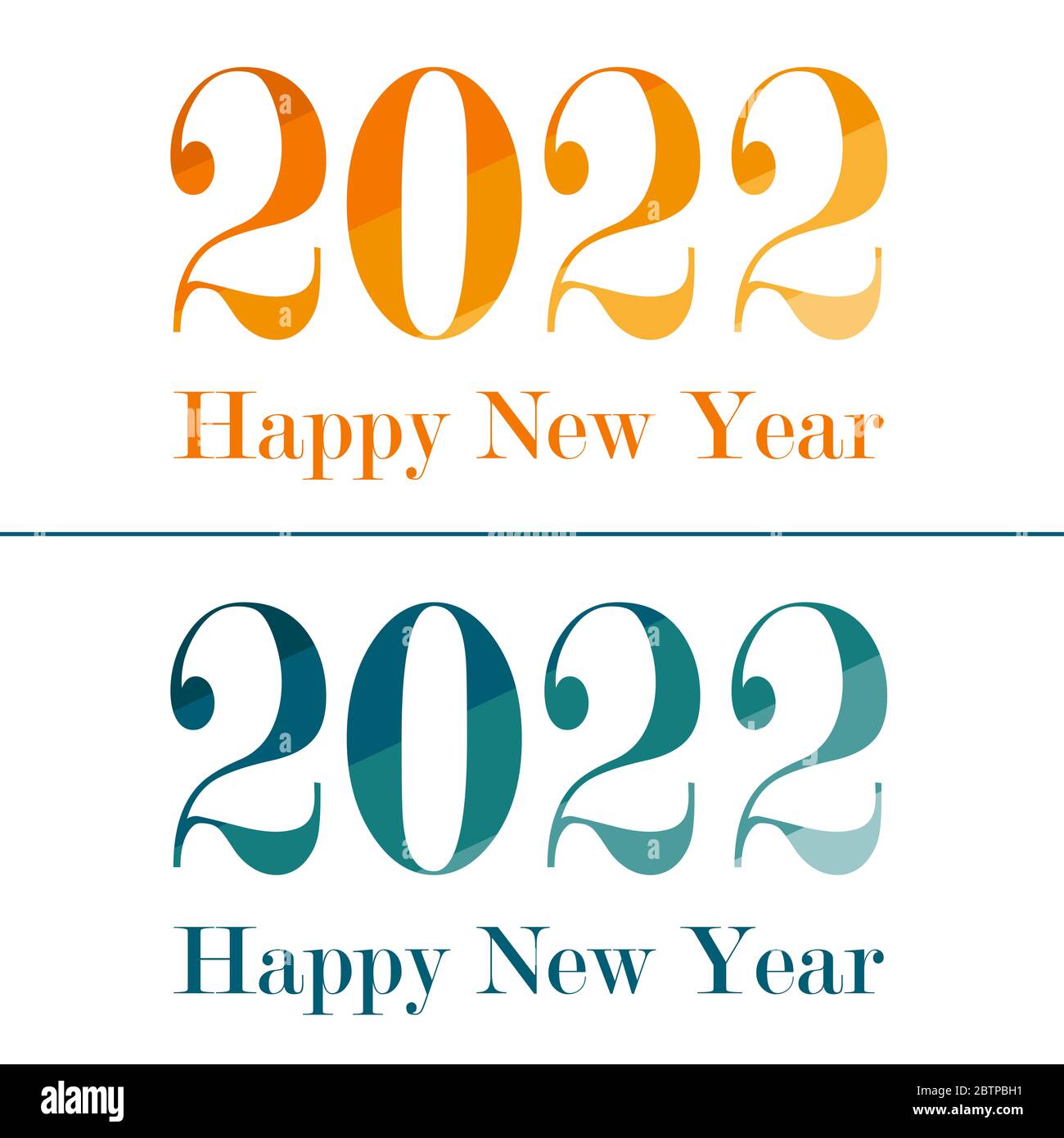 Frohes Neues Jahr 2022 Design-Vorlage. Modernes Design für Kalender, Einladungen, Grußkarten, Weihnachtsflyer oder Drucke. Stockfoto