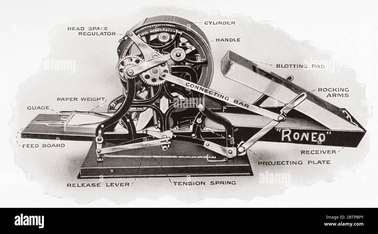 Der Roneo Duplicator. Aus der Business Encyclopedia und dem Rechtsberater, erschienen 1907. Stockfoto