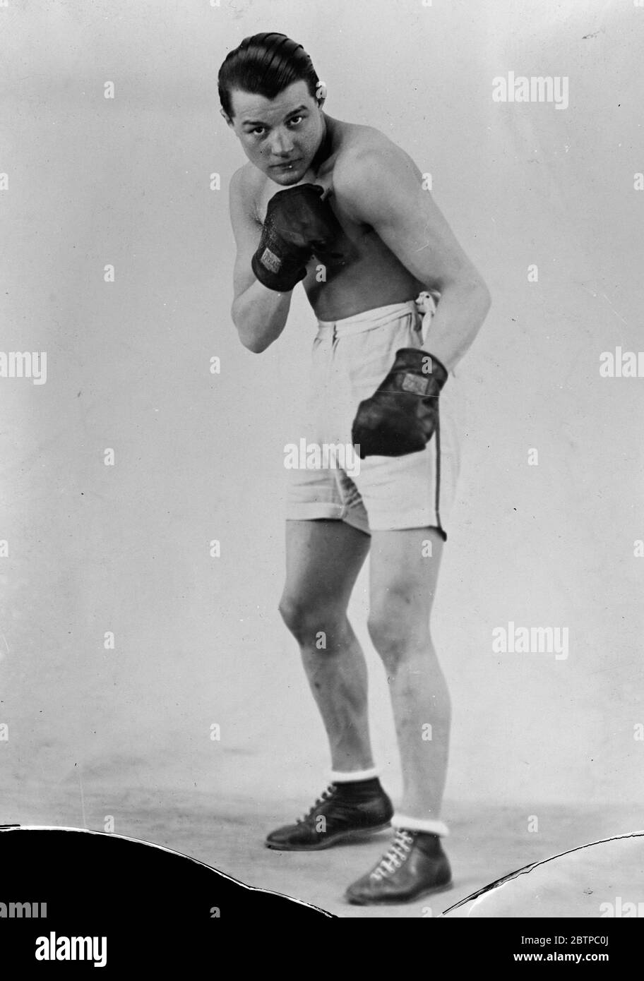 Pladner gegen Corbett . Der Wettbewerb um die bantam Gewichtsmeisterschaft der Welt findet am Dienstag in der Albert Hall statt. Pladner. 17 Februar 1930 Stockfoto