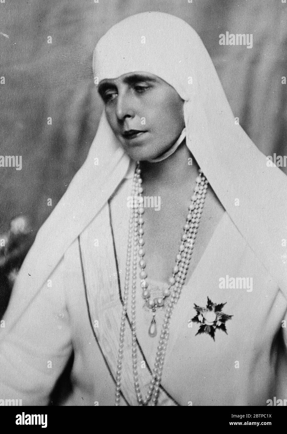 Eine königliche Witwe. Königin Marie von Rumänien, ein schönes neues exklusives Porträt. September 1930 Stockfoto
