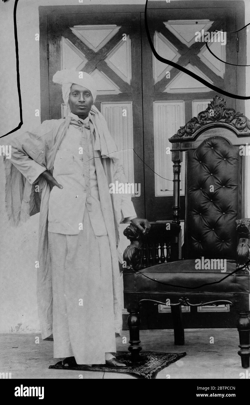 Hindu Führer hier . Eine Religion einzuführen. Swami B H Bon, und einflussreiche Hindu-Führer aus Madras, ist in London angekommen, um eine neue Religion einzuführen. Mai 1933 Stockfoto
