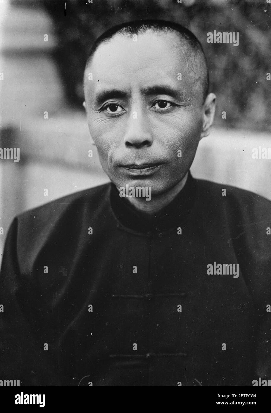 Chinesische Prominente . Tsan Shih Yi oder Tsang Shih-yi ( Minister für zivile Angelegenheiten ) Februar 1933 Stockfoto
