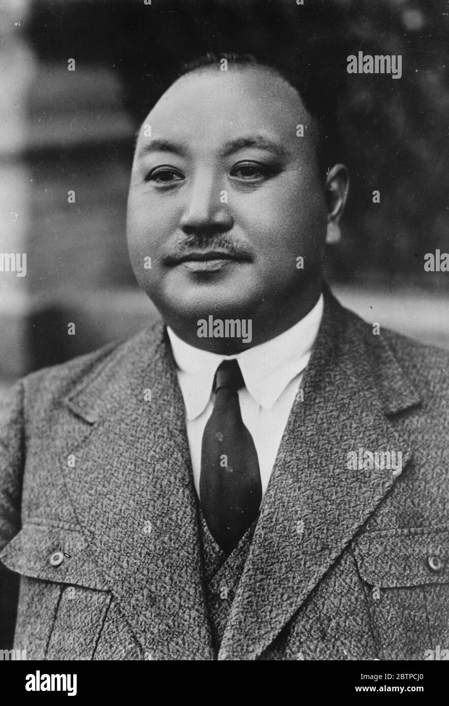 Chinesische Prominente . Ting Chien Hsih oder Ting Chien-hsiu ( Kommunikationsminister ) Februar 1933 Stockfoto