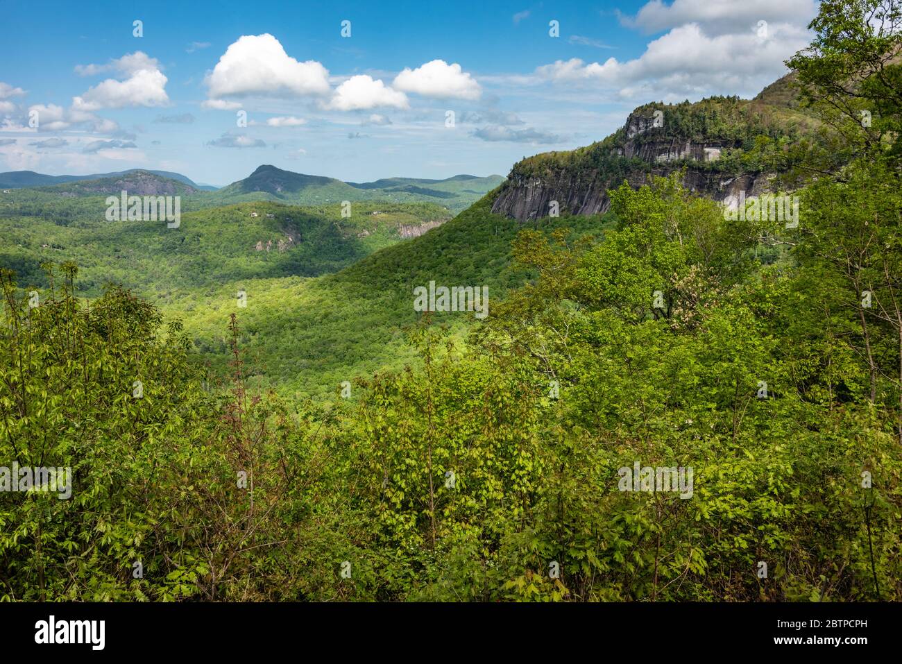 Landschaftlich schöner Blick auf Whiteside Mountain im Nantahala National Forest zwischen Highlands und Cashiers, North Carolina. (USA) Stockfoto