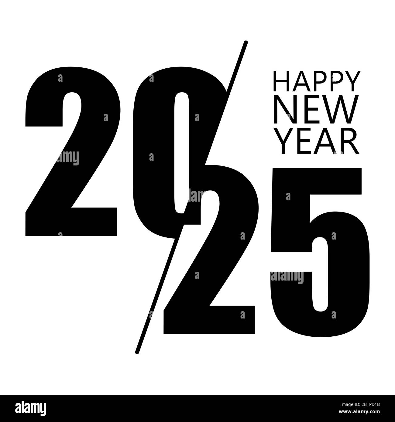 Frohes Neues Jahr 2025 Design-Vorlage. Modernes Design für Kalender, Einladungen, Grußkarten, Weihnachtsflyer oder Drucke. Stockfoto