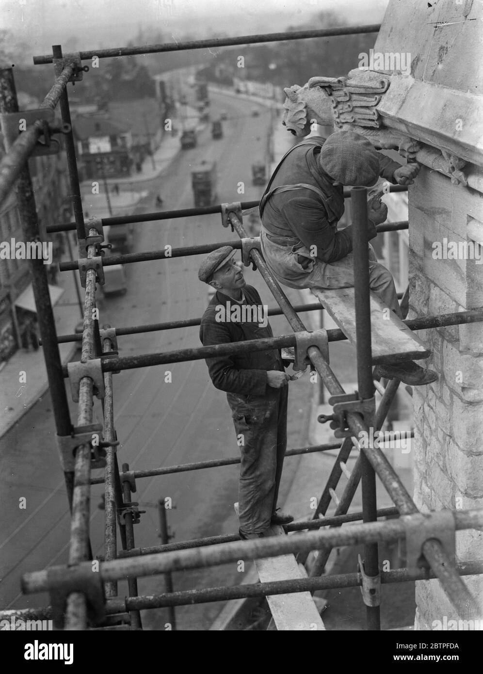 Reparatur Eltham Kirchturm . 1937 Stockfoto