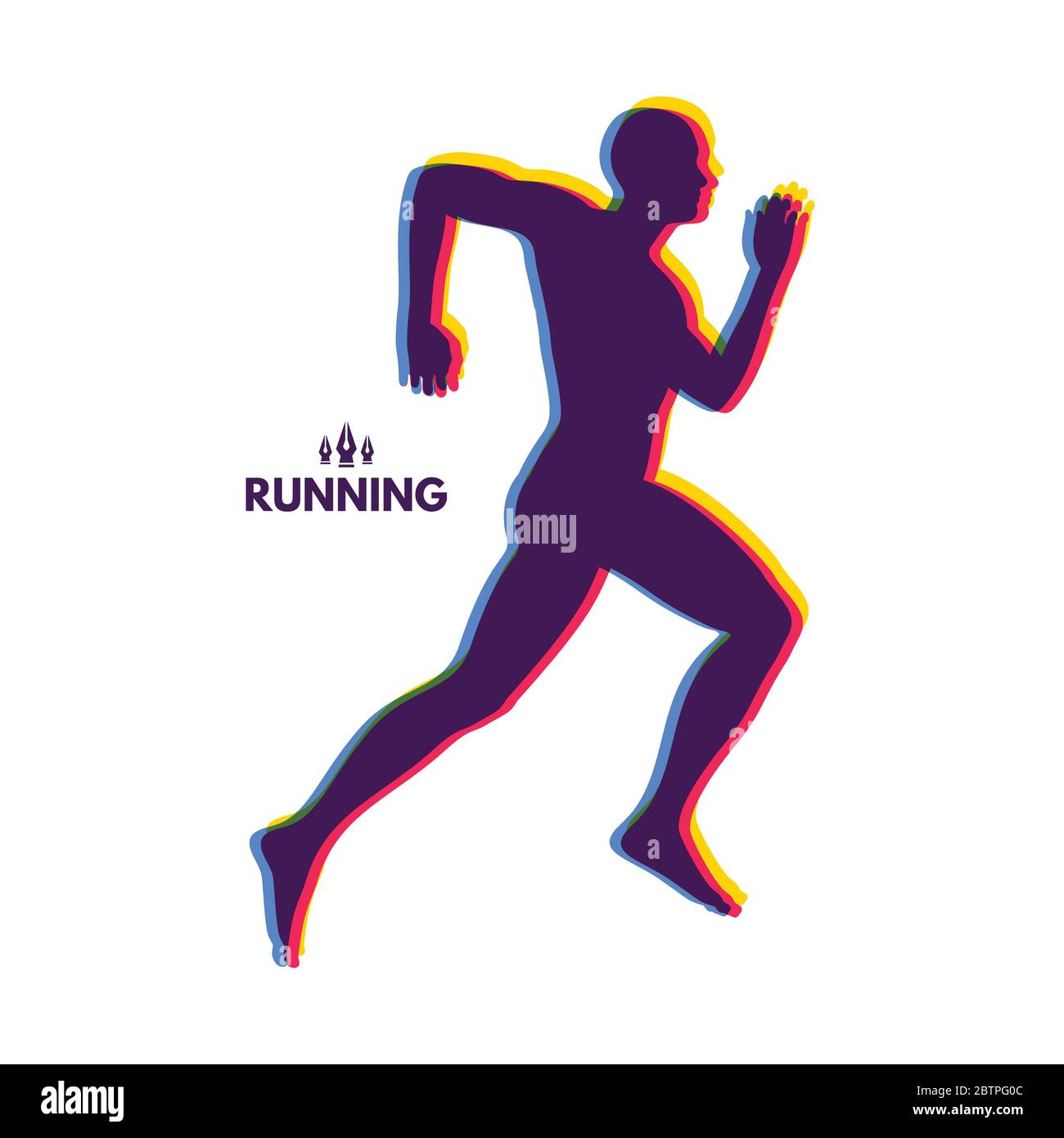 Silhouette einer laufender Mann. Design für den Sport. Emblem für Marathon und Joggen. Vector Illustration. Stock Vektor