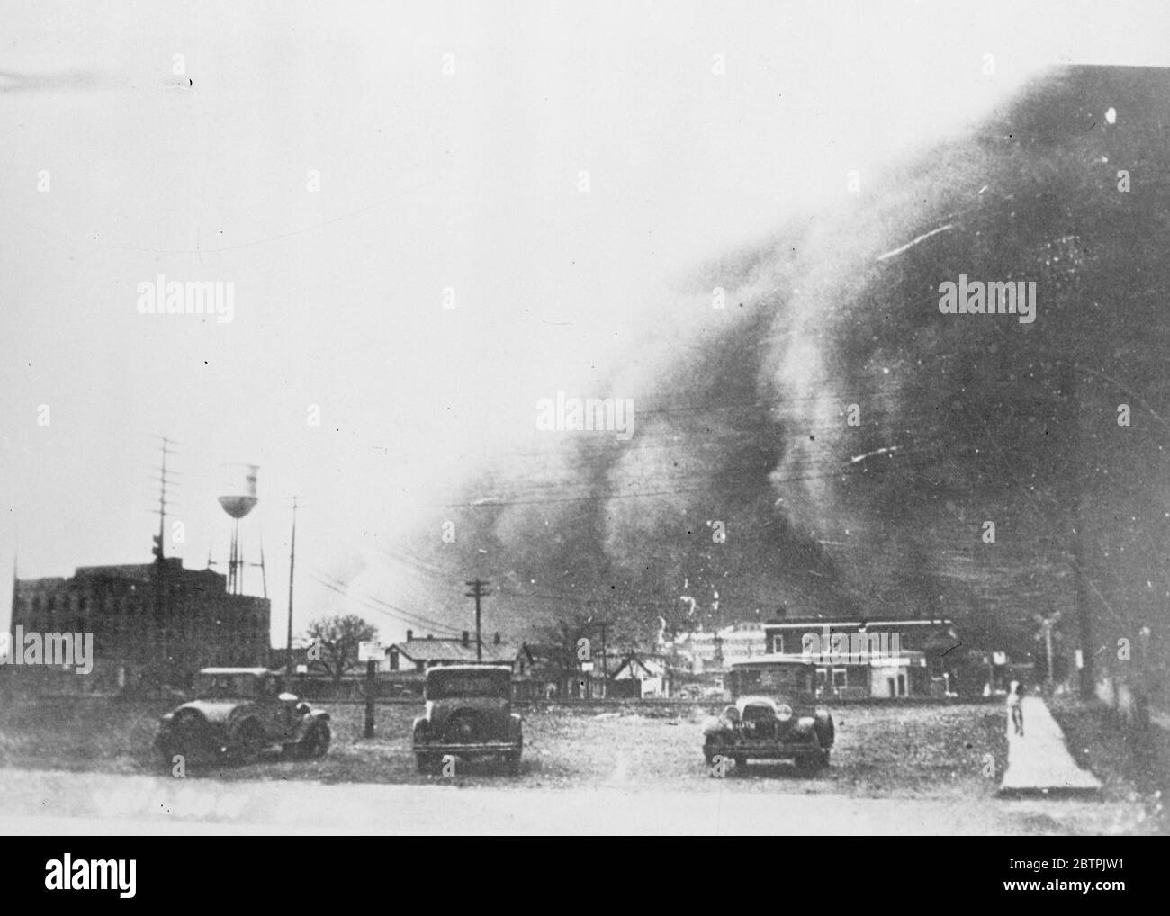 Pampa, Texas. 7. November 1935 Schmutzsturm, Sandsturm, schwarze Schneestürme, Staubwedel Stockfoto