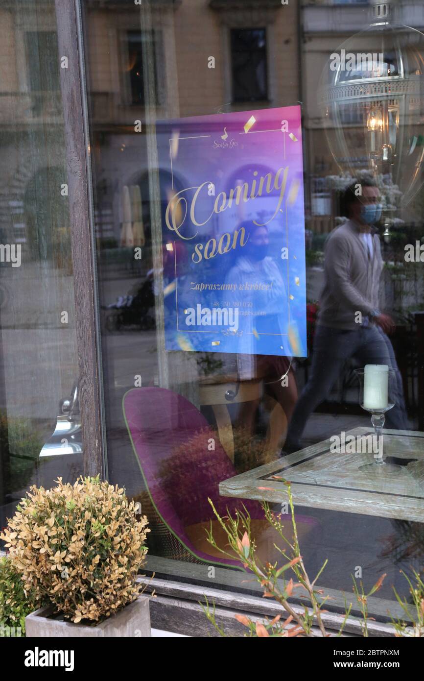 Krakau. Krakau. Polen. Restaurants, Cafés und Bars wurden nach Quarantänebeschränkungen wieder eröffnet Stockfoto