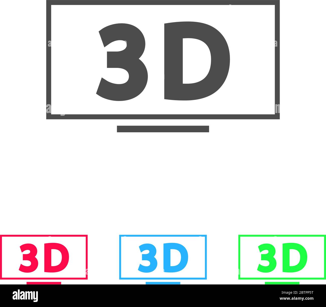 3D-Fernsehsymbol flach. Farbpiktogramm auf weißem Hintergrund. Vektor-Illustration Symbol und Bonus-Symbole Stock Vektor