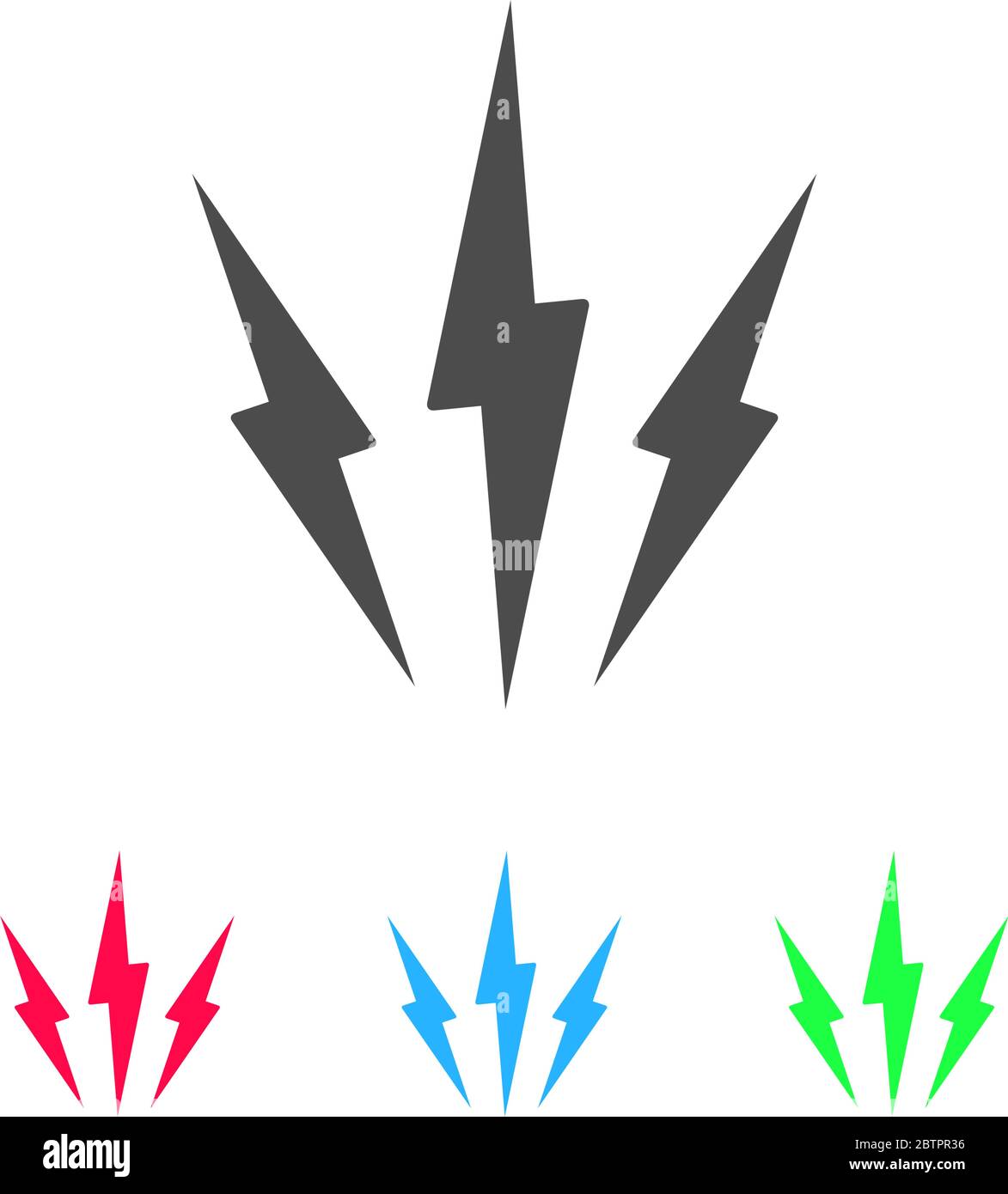 Blitzsymbol flach. Farbpiktogramm auf weißem Hintergrund. Vektor ...