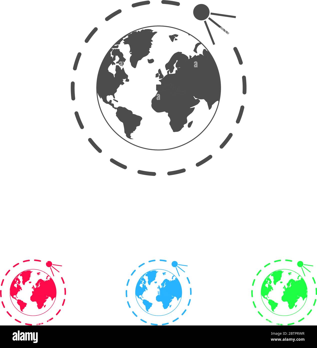 Satellitensymbol flach. Farbpiktogramm auf weißem Hintergrund. Vektor-Illustration Symbol und Bonus-Symbole Stock Vektor