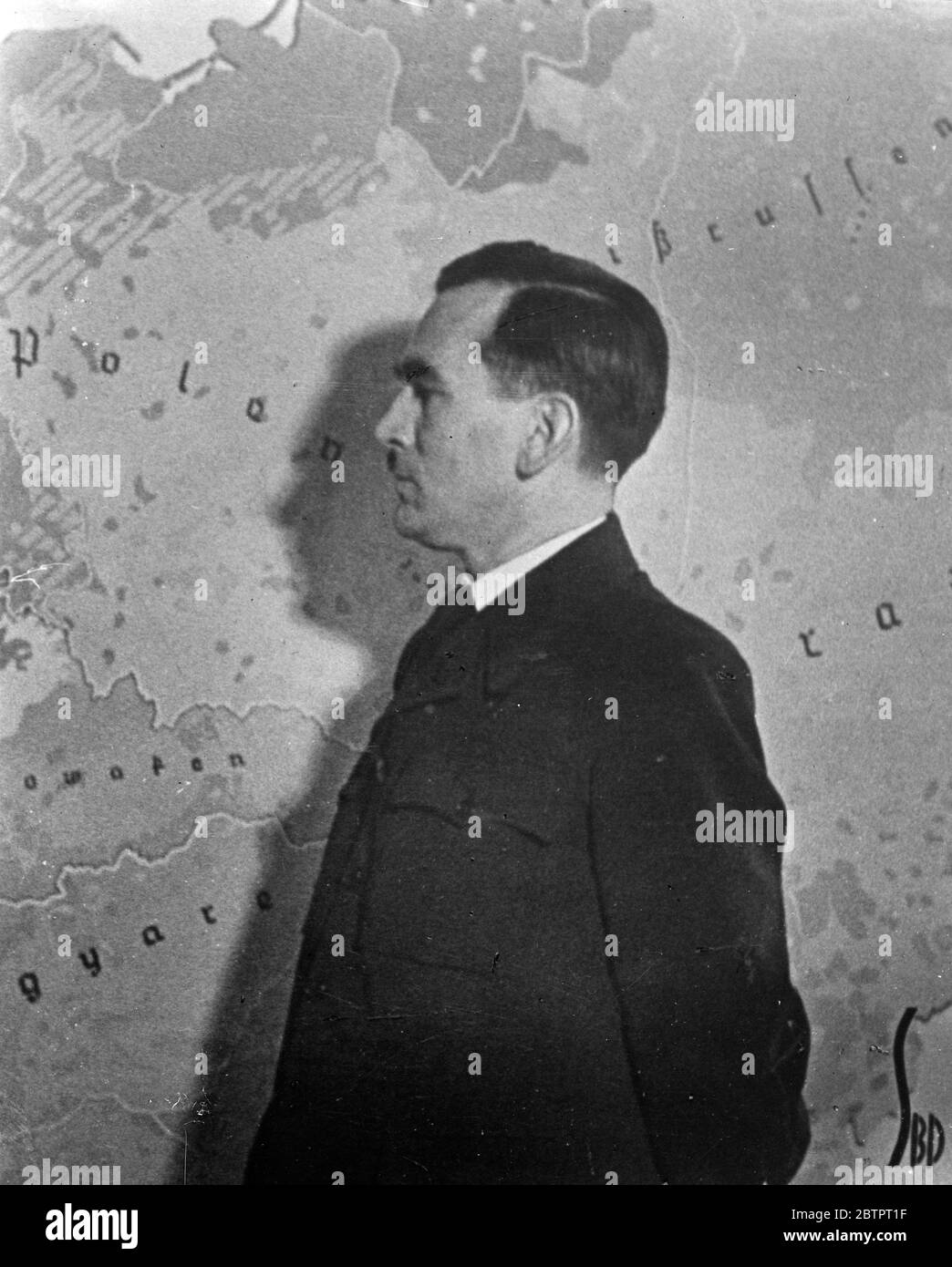 Tschechischer Nazi-Führer begeht Selbstmord. Herr Rutha, der rechte Mann von Herrn Henlein, dem Führer der Sudenten in der Tschechoslowakei, hat Selbstmord begangen, heißt es aus Prag. November 1937 Stockfoto